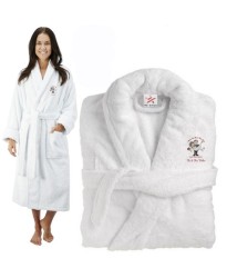 Deluxe Terry cotton with i did he did we are just married CUSTOM TEXT Embroidery bathrobe Deluxe Terry cotton with i did he did we are just married CUSTOM TEXT Embroidery bathrobe